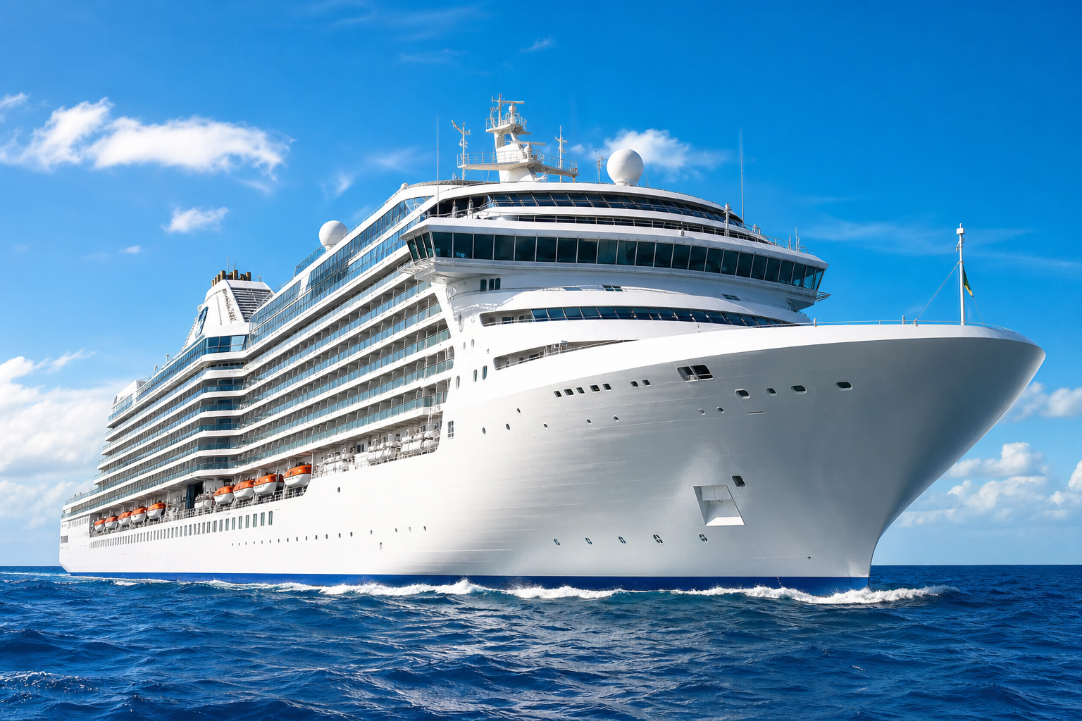 Luxury cruise ship and tropical beach representing travel certificate awards